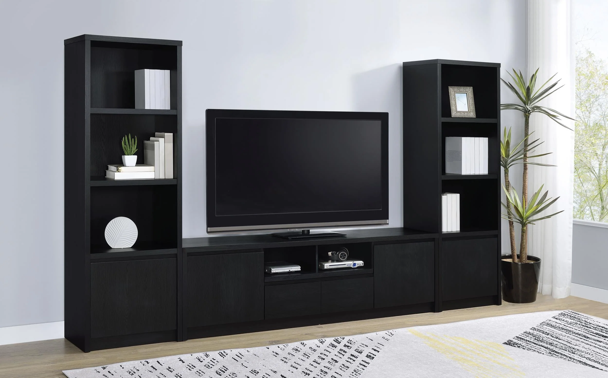 Winfield Black 3-Piece Entertainment Center 78-inch TV Stand