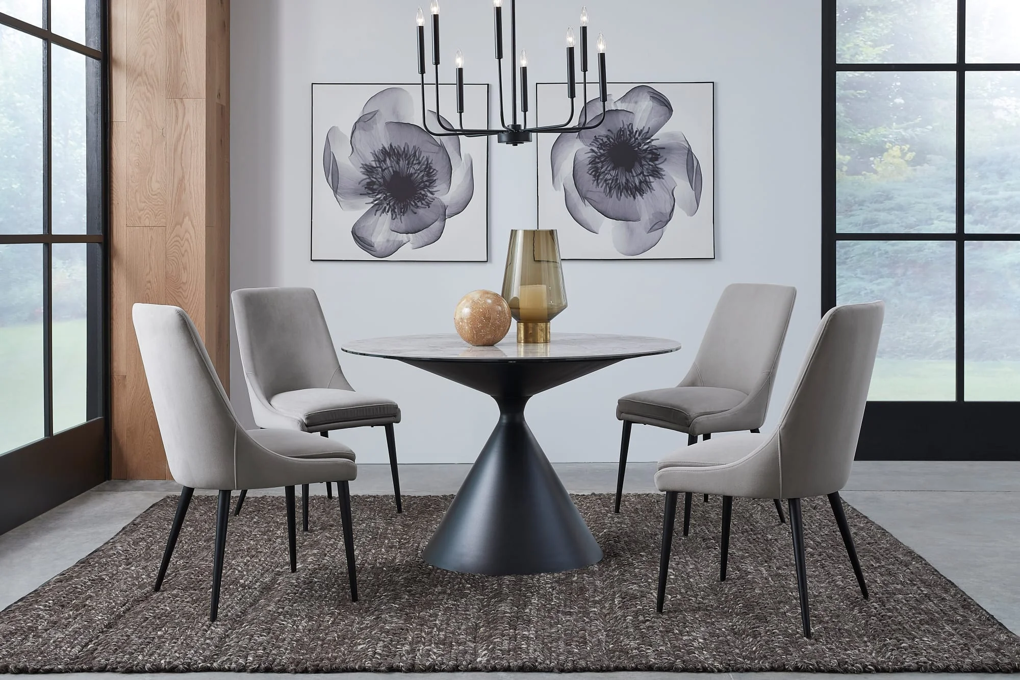 Winston Grigio Stone Top Metal Base Round Dining Table - Image 4