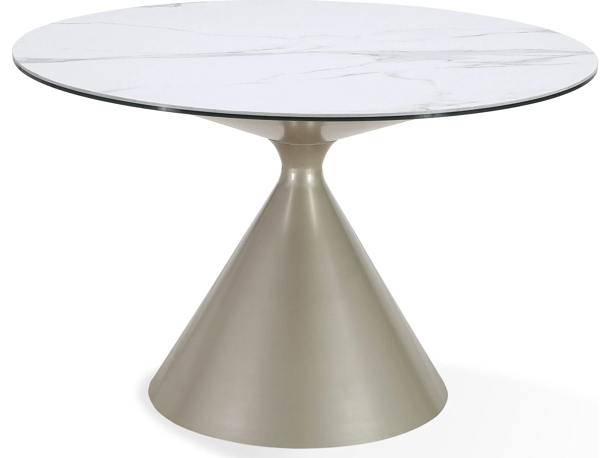 Winston Oat Milk/Champagne Stone Top Metal Base Round Dining Table