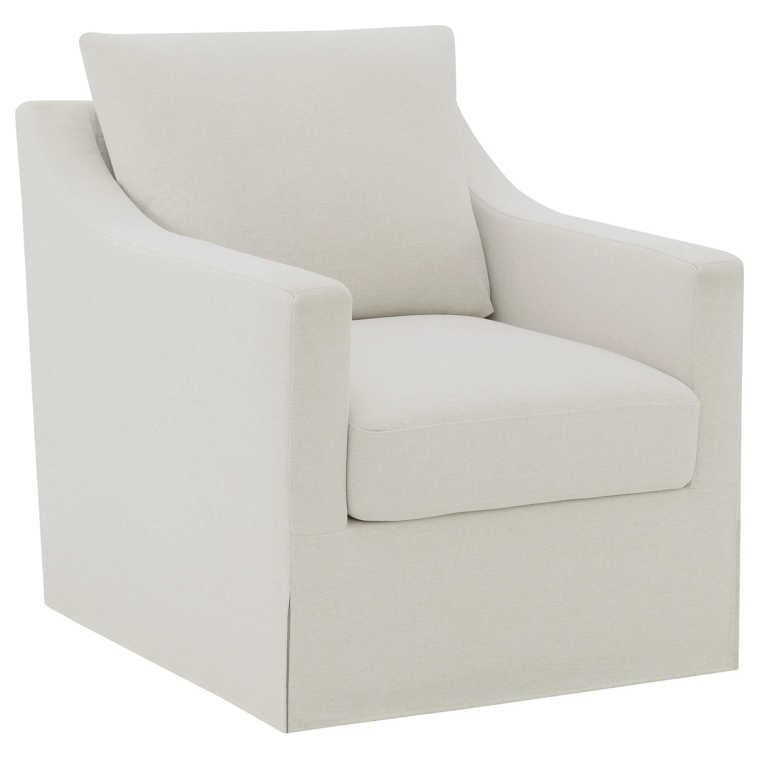 Winter Beige Upholstered Sloped Arm Accent Swivel Chair - Image 2