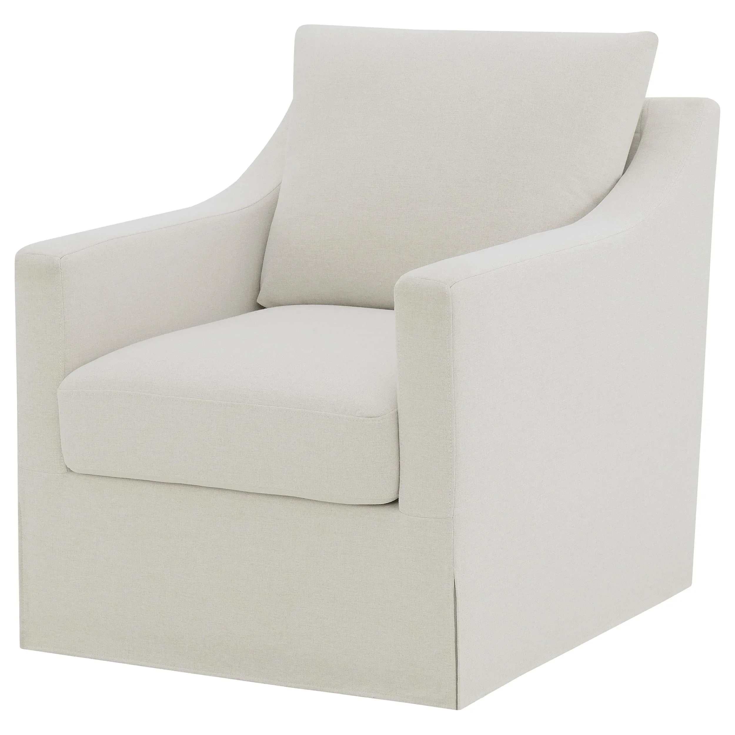 Winter Beige Upholstered Sloped Arm Accent Swivel Chair - Image 4