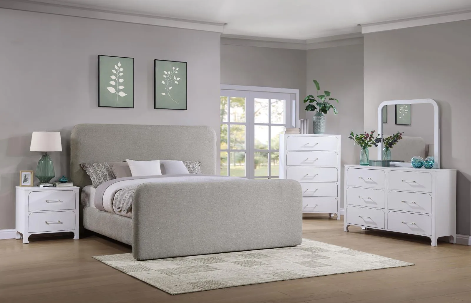 Wren Grey Upholstered Queen Platform Bed - Image 6