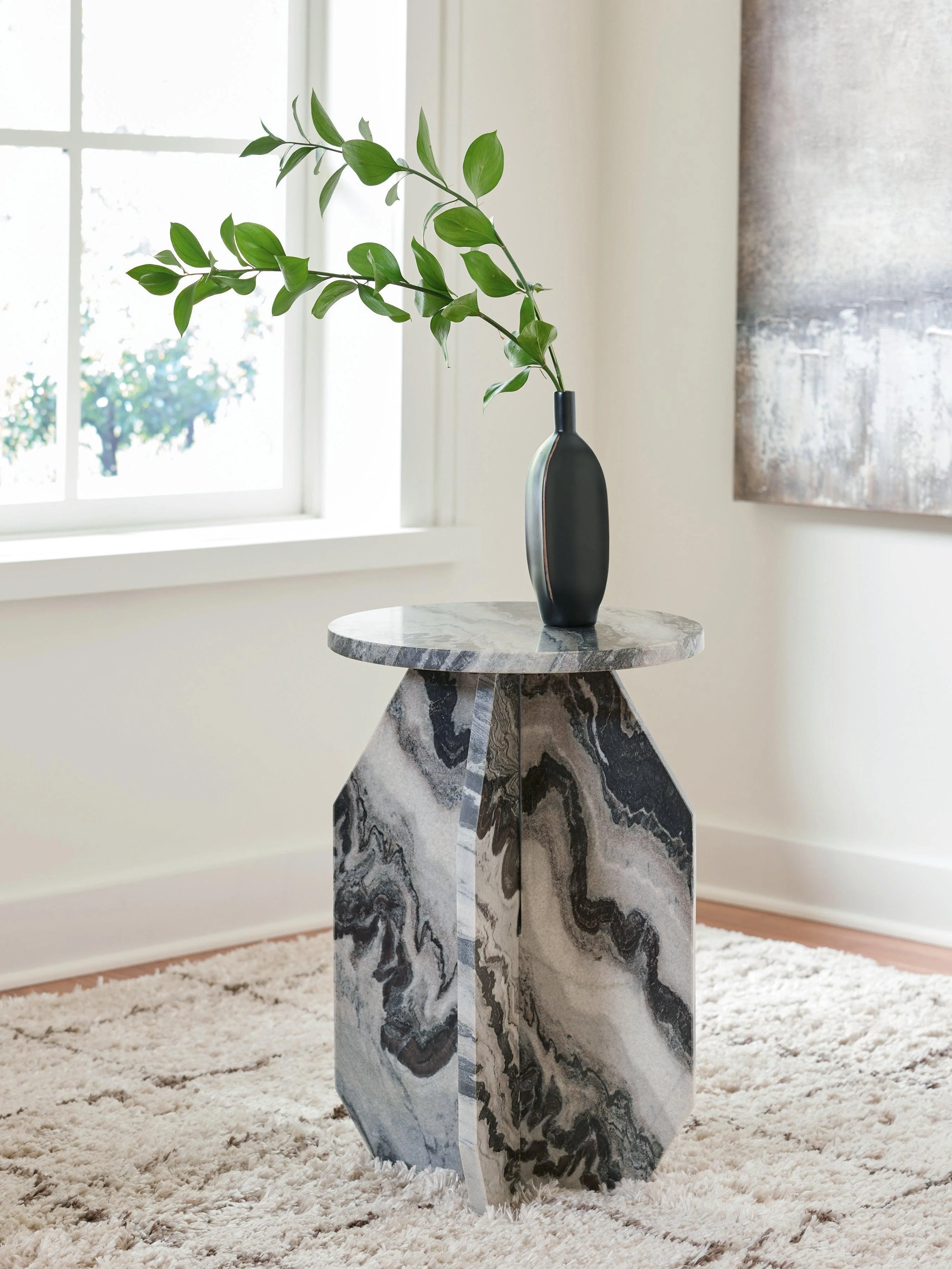 Wrenlane White/Black Accent Table