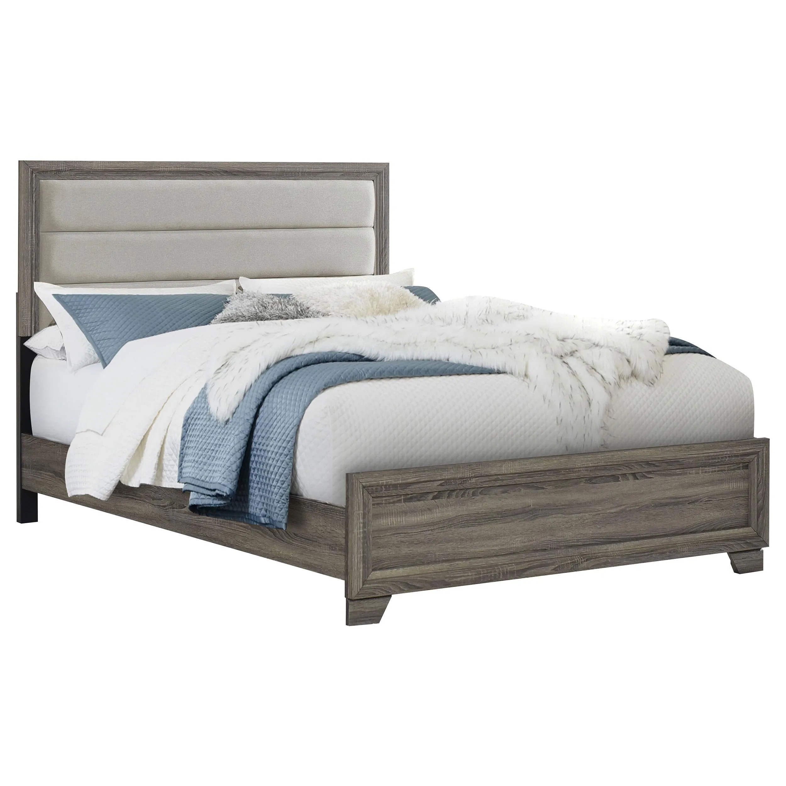 Wright Brown Oak 50-inch Upholstered Eastern King Bed - Image 2