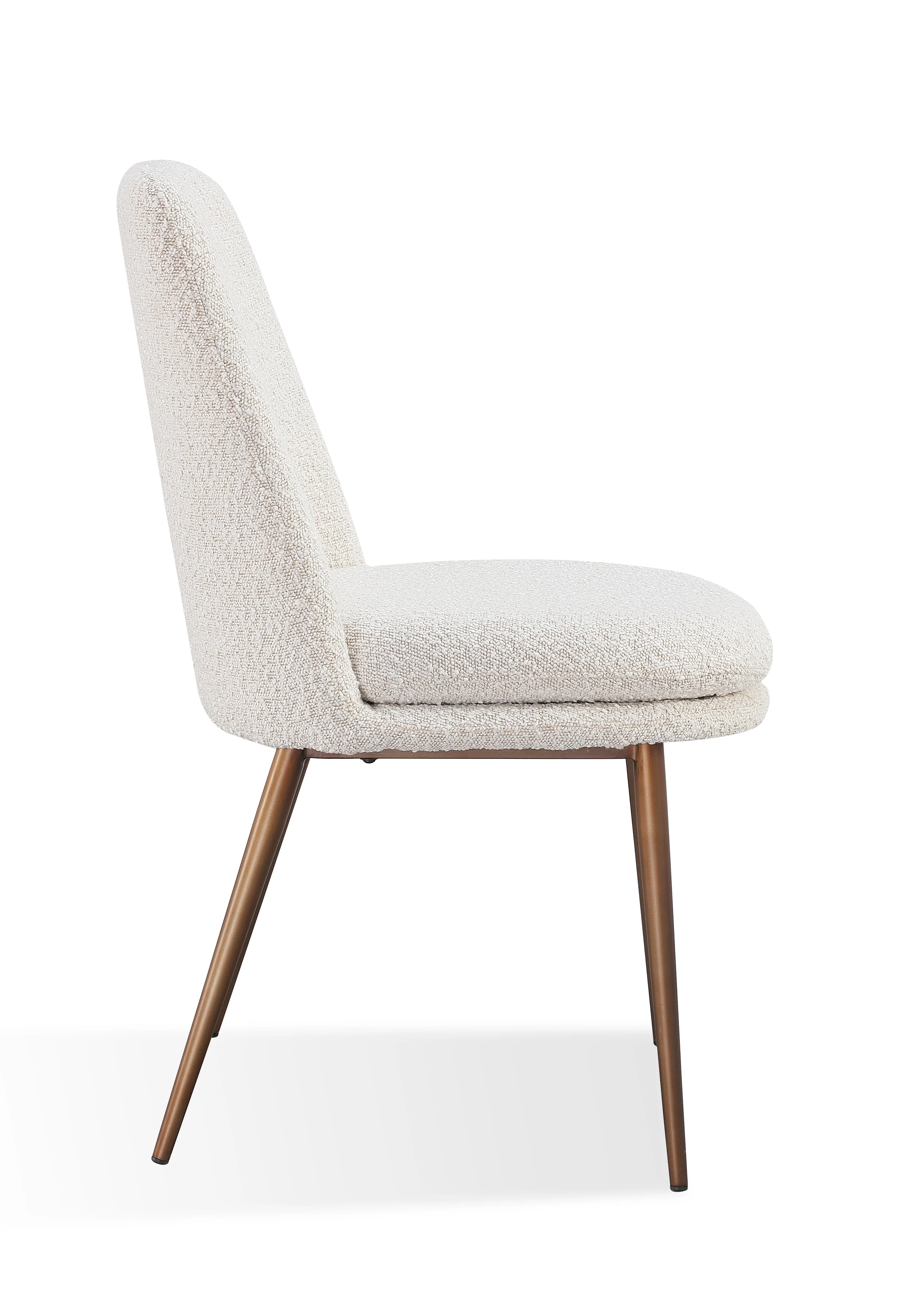 Wyatt Upholstered Dining Chair in Ricotta Boucle and Bronze Metal (Set of 2) - Image 3