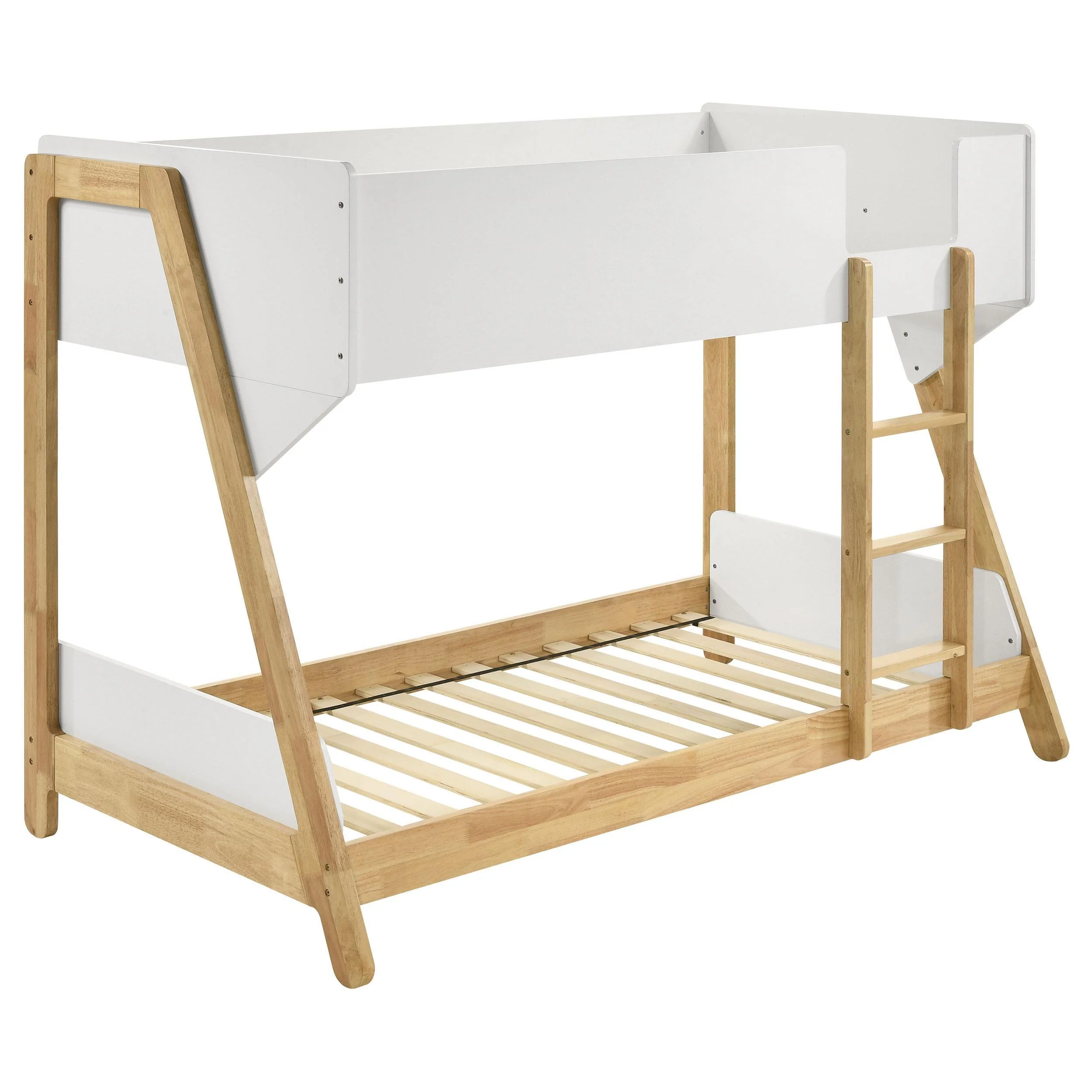 Wyatt White and Natural Wood Twin Over Twin Bunk Bed - Image 2