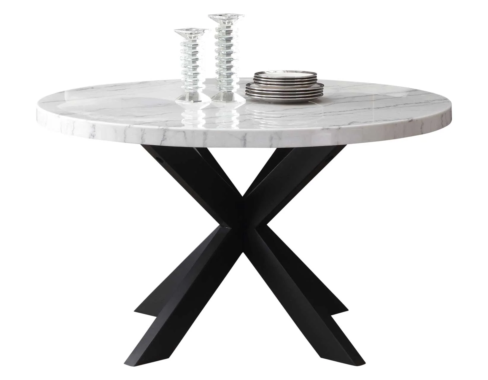 Xena Ebony/Light Gray Round Marble Top Dining Room Set - Image 3