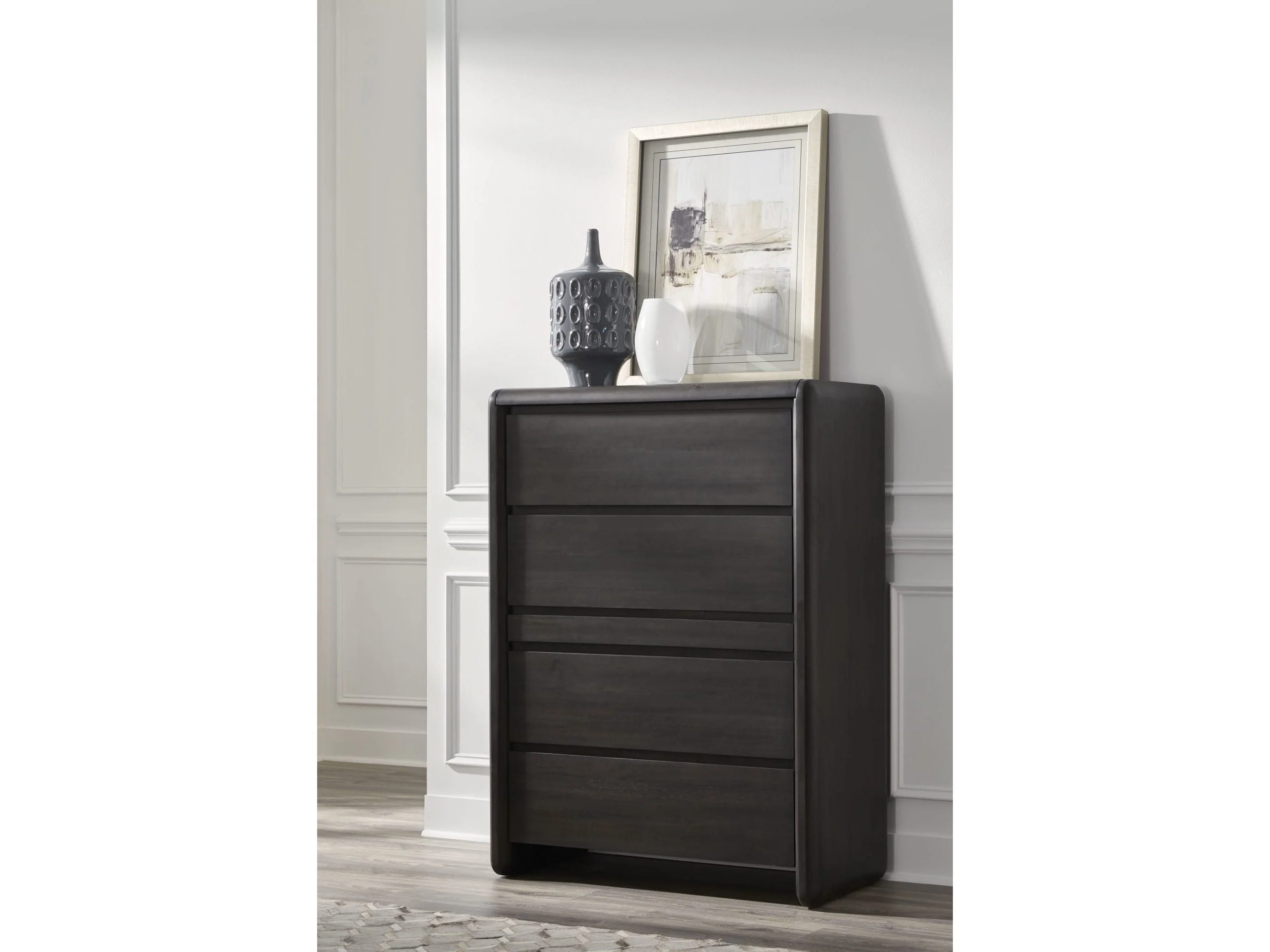 Xolani Jaguar Five Drawer Acacia Wood Chest with Jewelry Tray