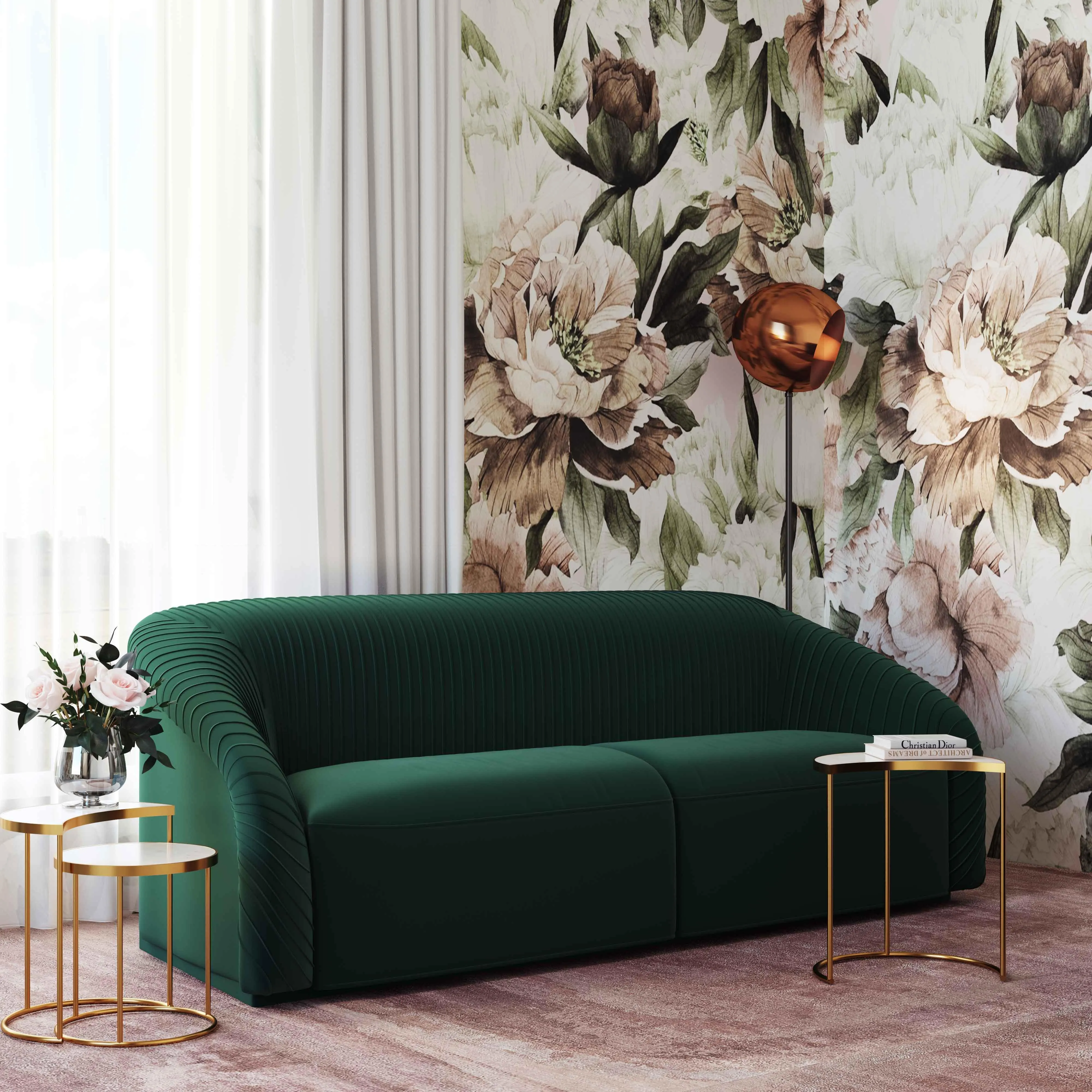 Yara Pleated Velvet Sofa by Inspire Me! Home Decor - Image 20