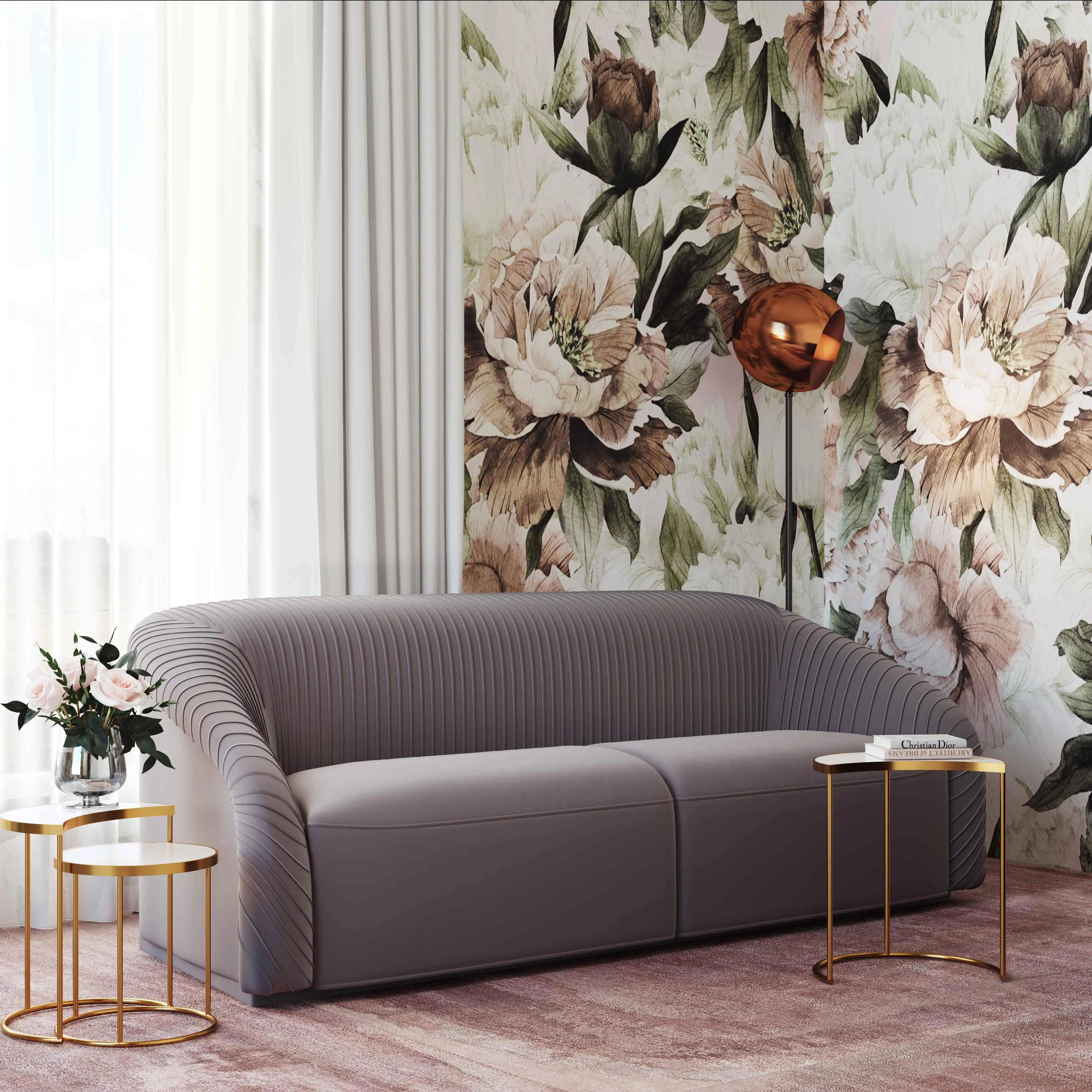 Yara Pleated Velvet Sofa by Inspire Me! Home Decor - Image 9