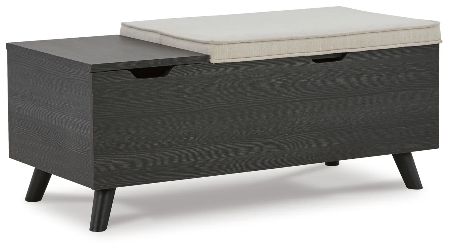 Yarlow Linen/Gray Storage Bench - Image 2