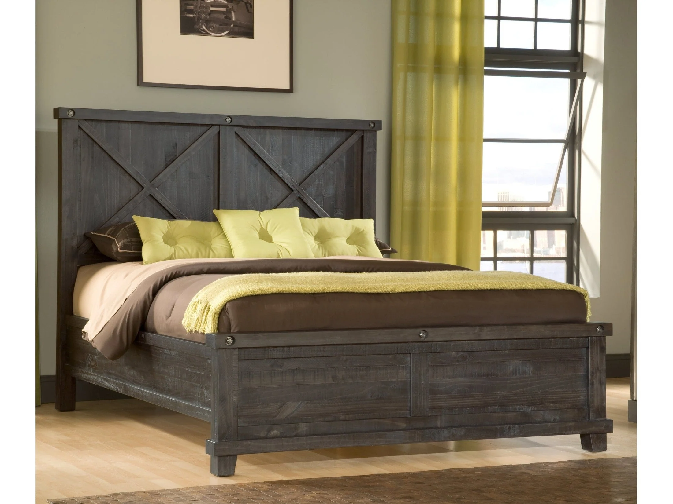 Yosemite Solid Wood Queen Panel Bed in Cafe