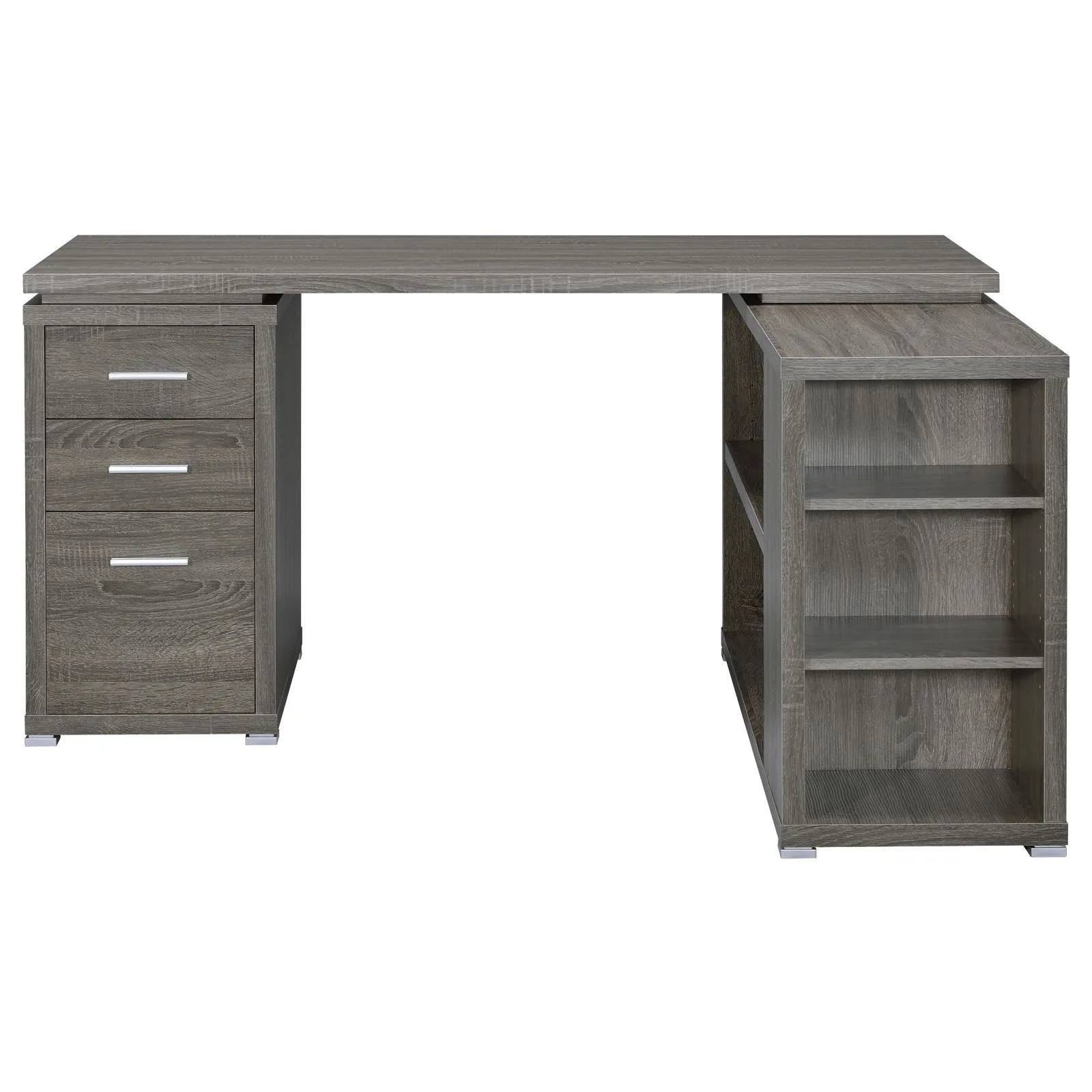Yvette Weathered Gray L-shape Office Desk - Image 5