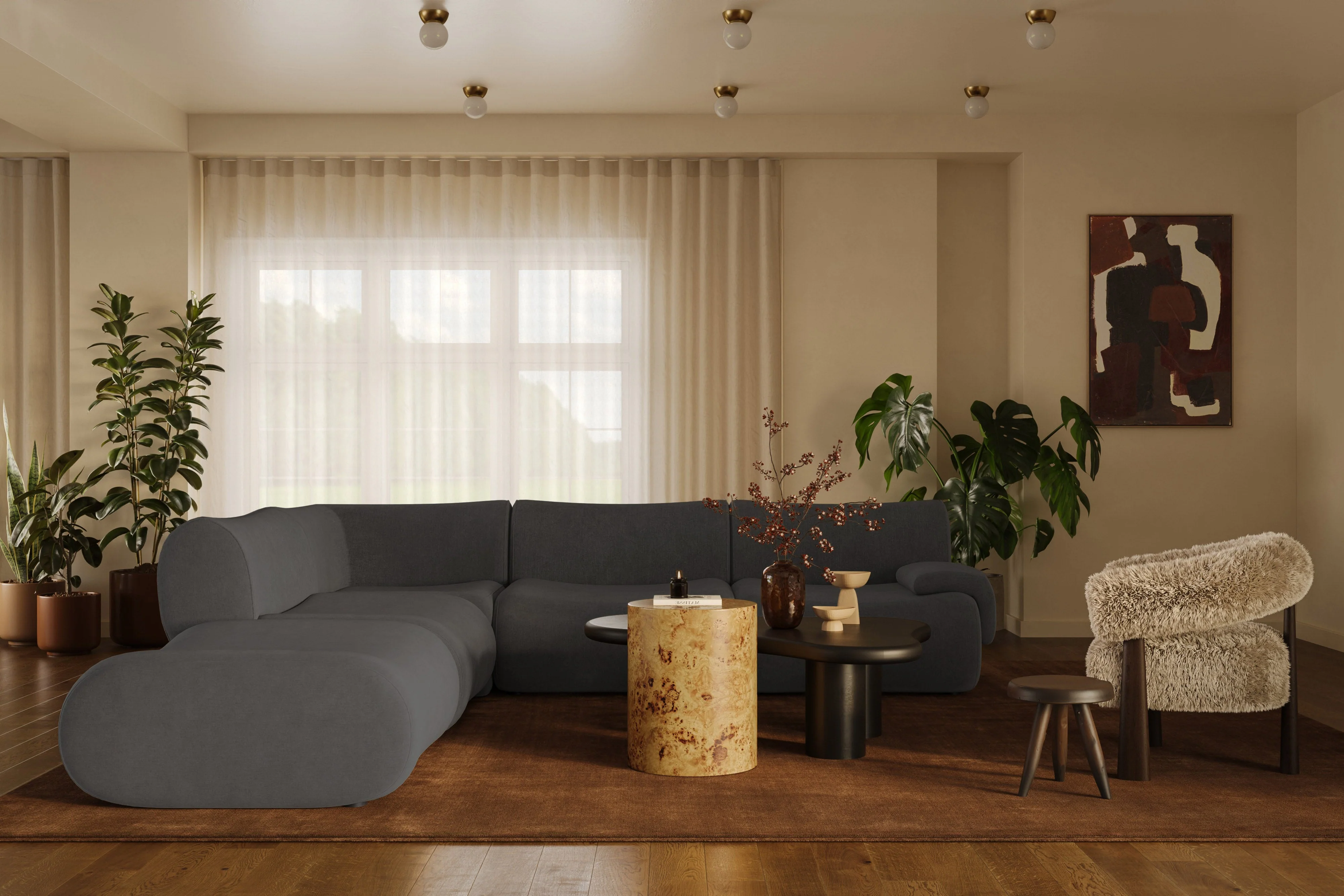 Zenith 5-Piece Contract-Grade Upcycled Fabric Modular Sectional - Image 9