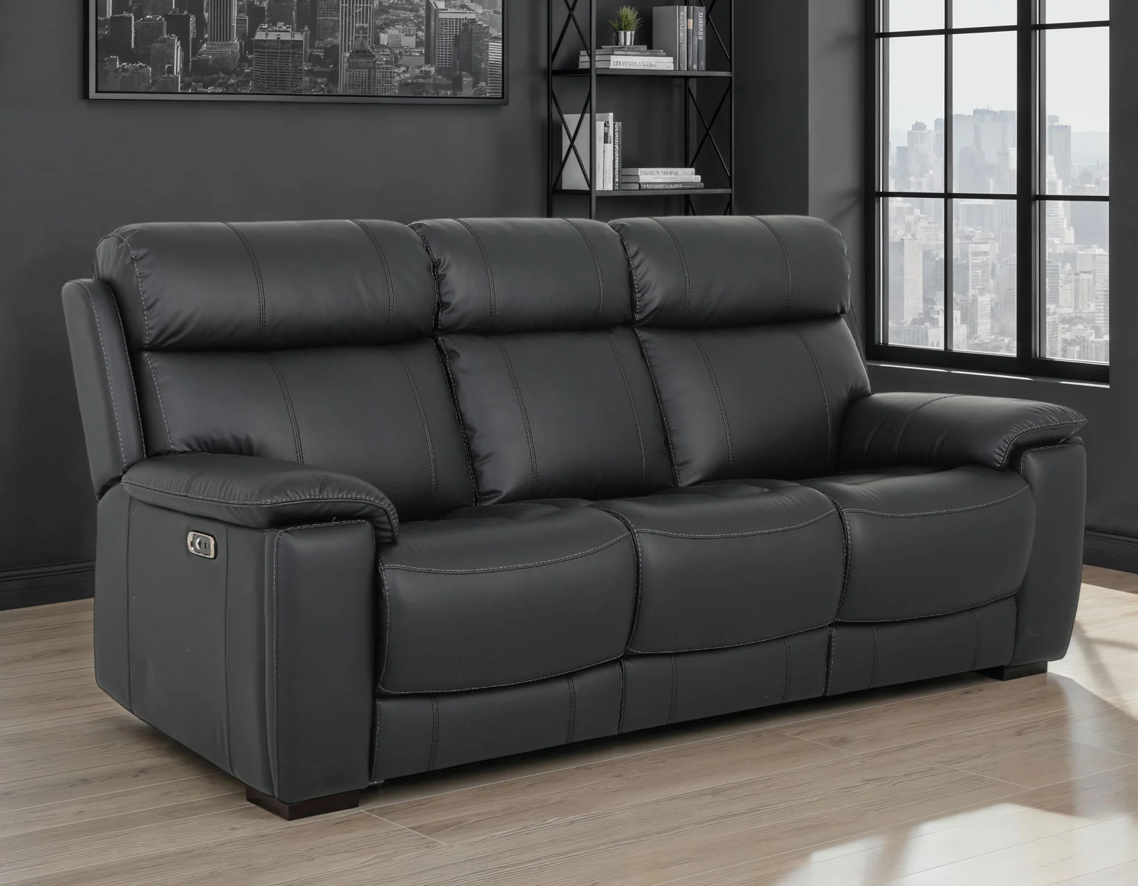 Zenith Black Home Theater With Built-In Speakers Power Reclining Living Room Set - Image 3