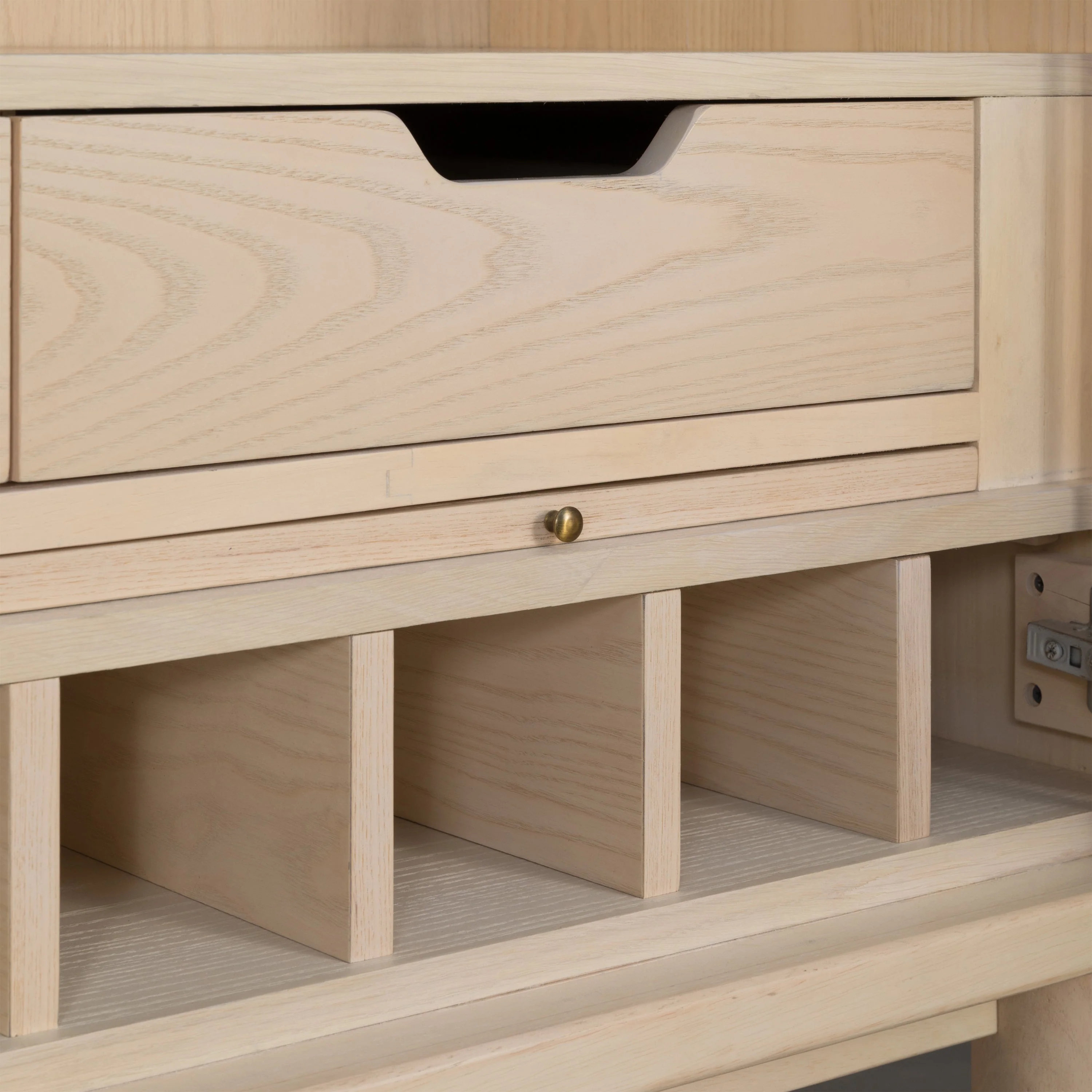 Zinnia Two Door Ash Wood Bar Cabinet in White Sand - Image 8