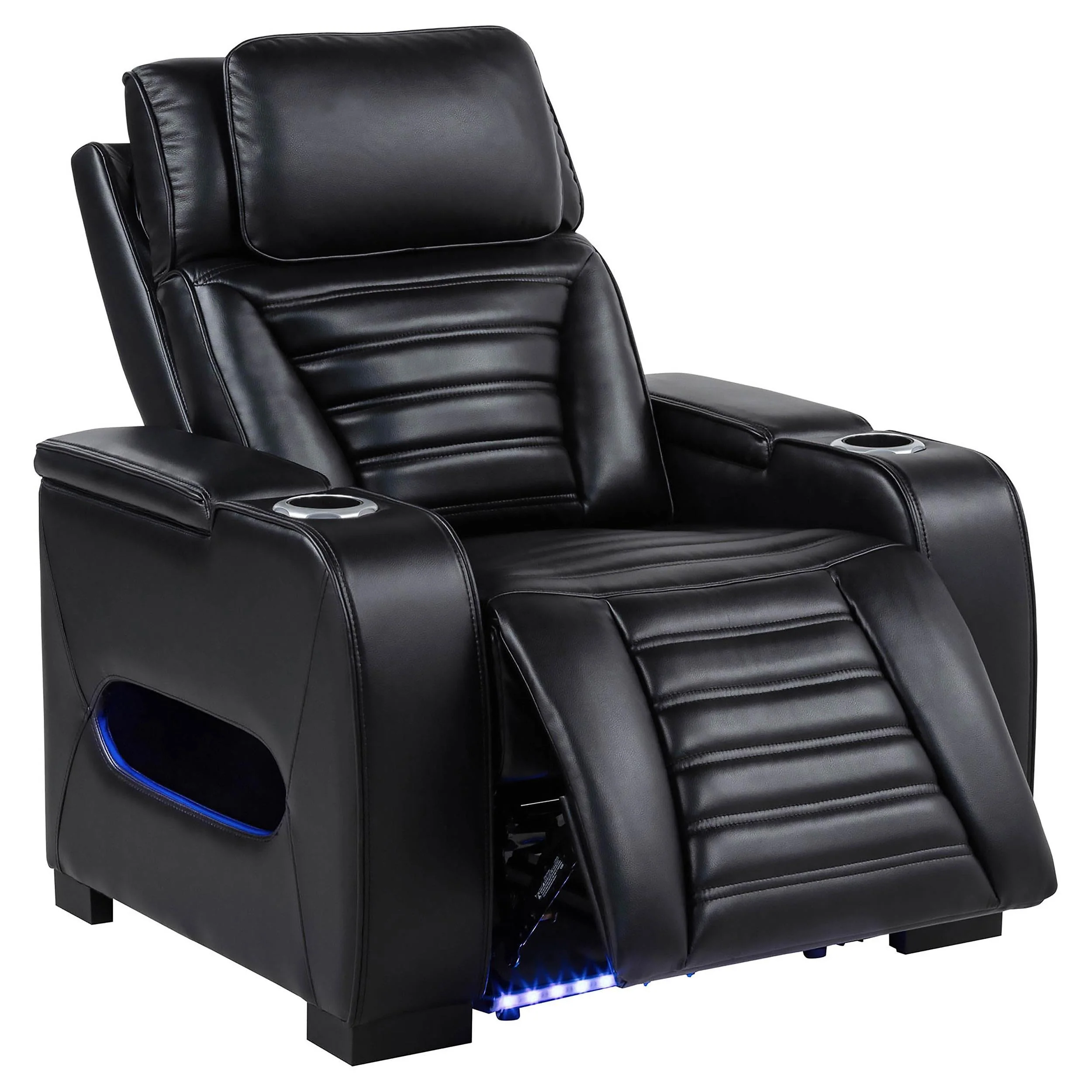 Zuma Black Faux Leather Upholstered Dual Power LED Recliner